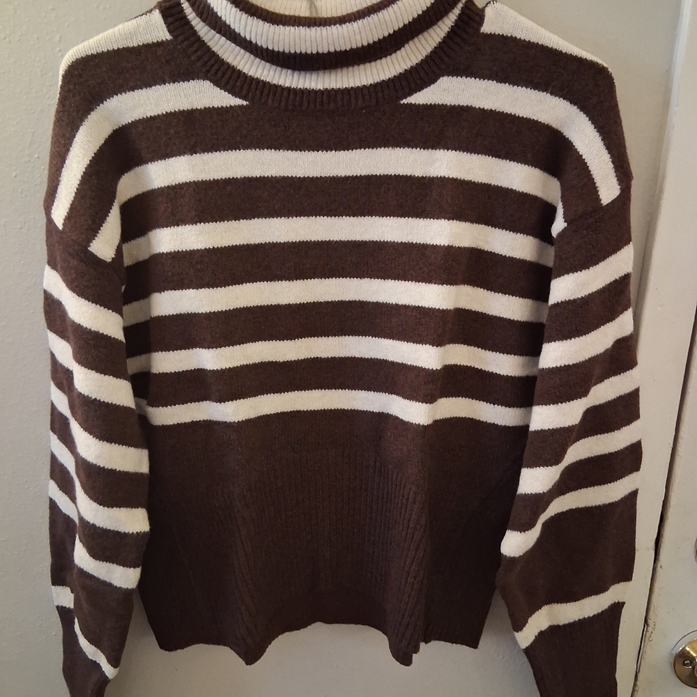 Striped Brown and White Women's Sweater